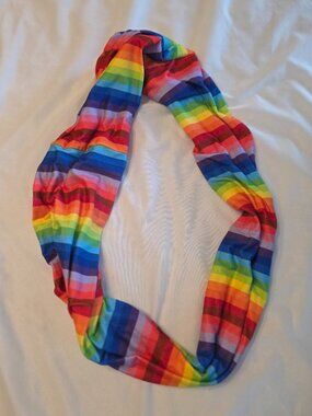 Rainbow Striped Infinity Scarf Wide Colorful Pride Stripes Bold Pop of Color